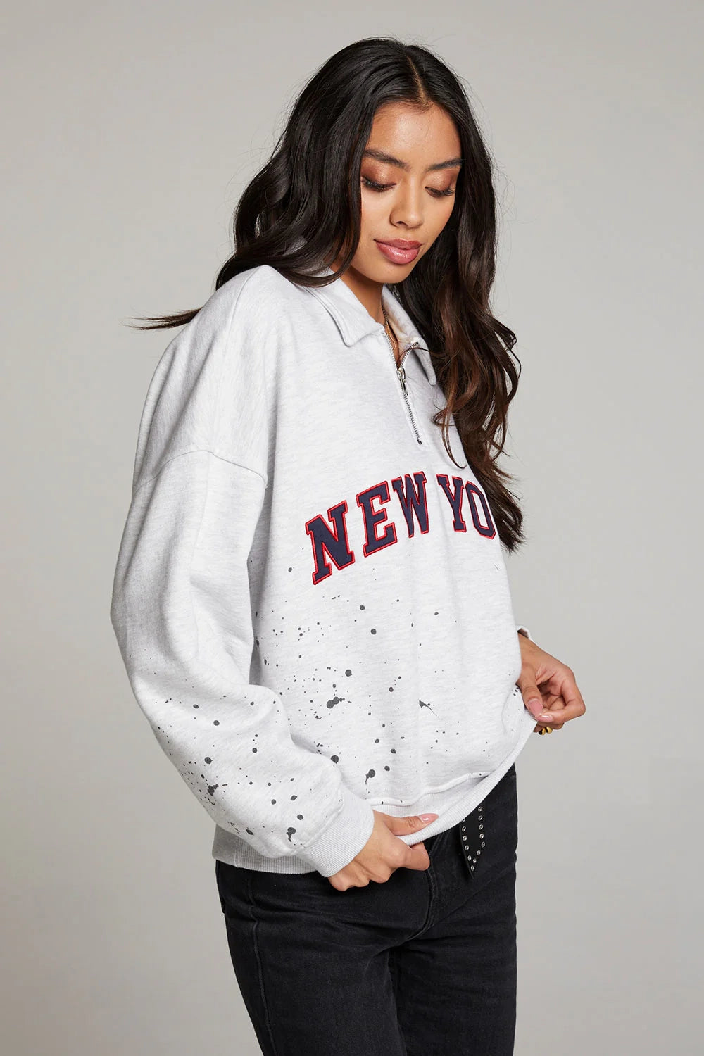 New York Splatter Paint Half Zip
