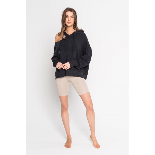 Oversized Cut Shoulder Hoodie
