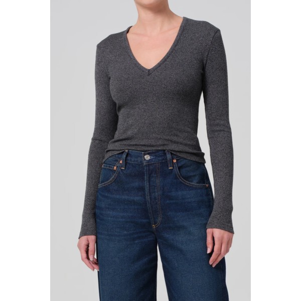 Emma V-nk Rib Top