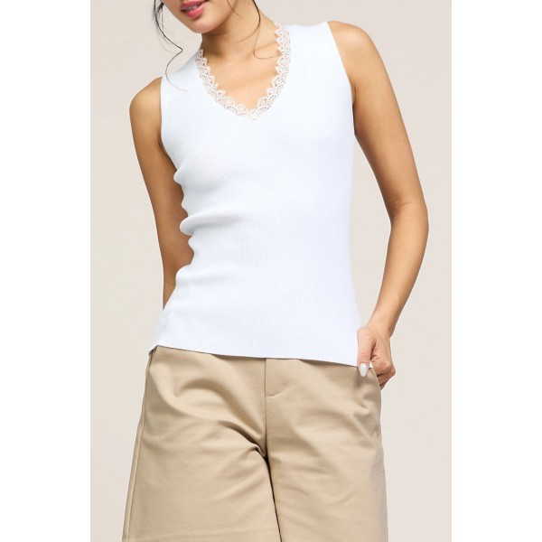 Lace Trim Knit Tank