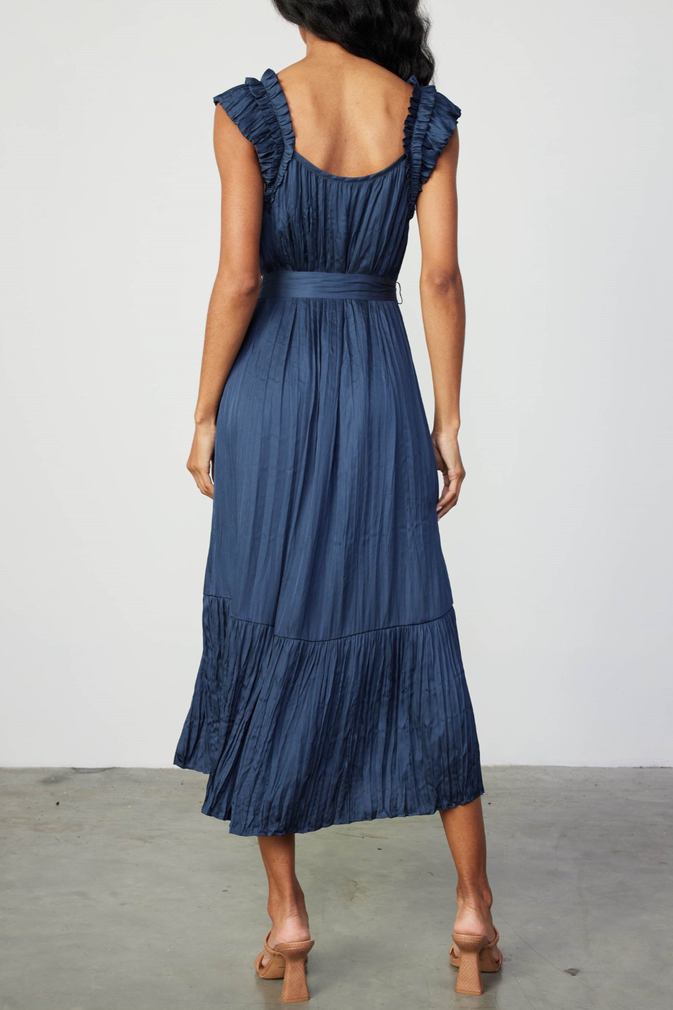 Ruffled Shoulder Midi Dress