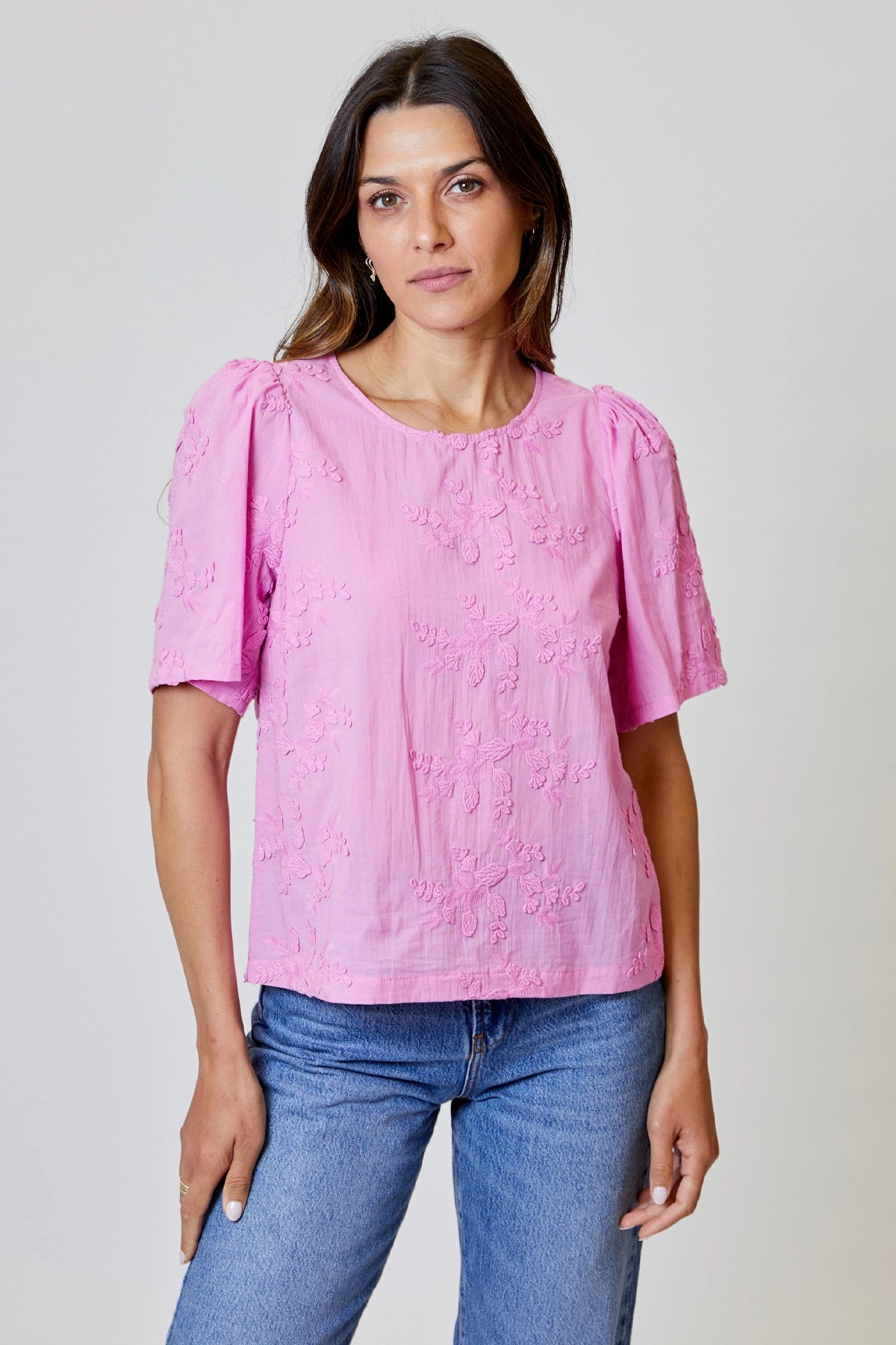 Eyelet Flower Applique Top