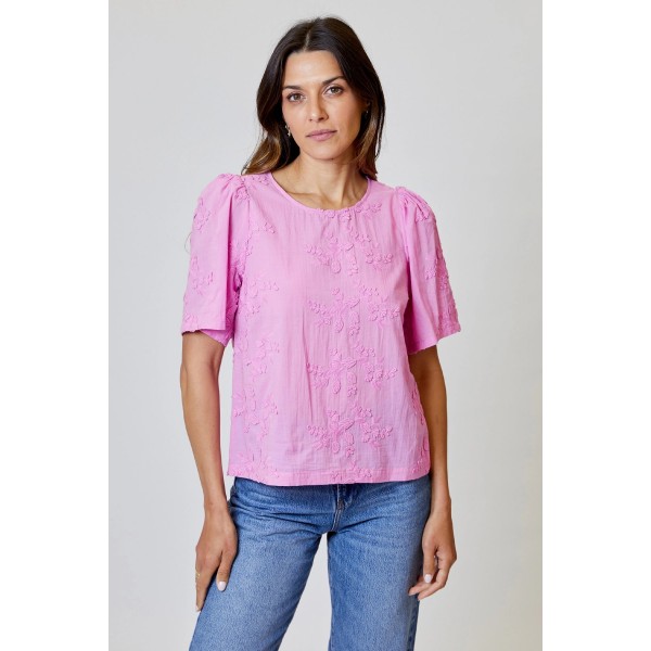 Eyelet Flower Applique Top