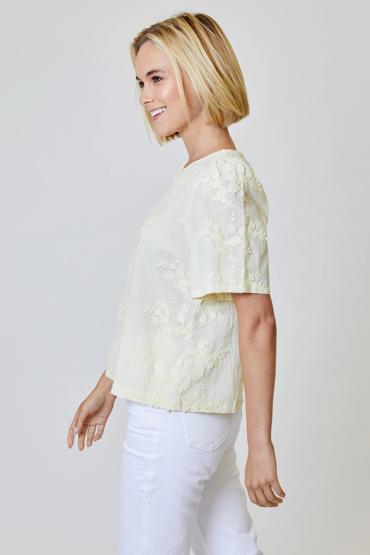 Eyelet Flower Applique Top