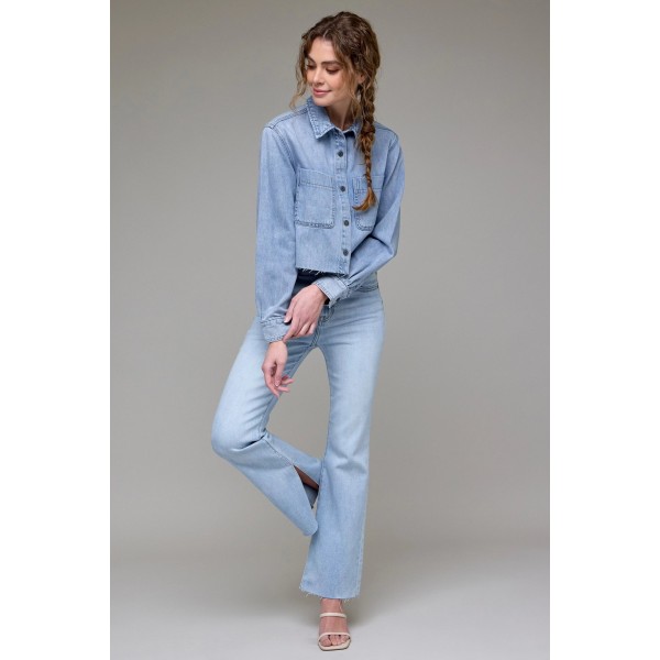 Abbey Soft Denim Crop Shirt