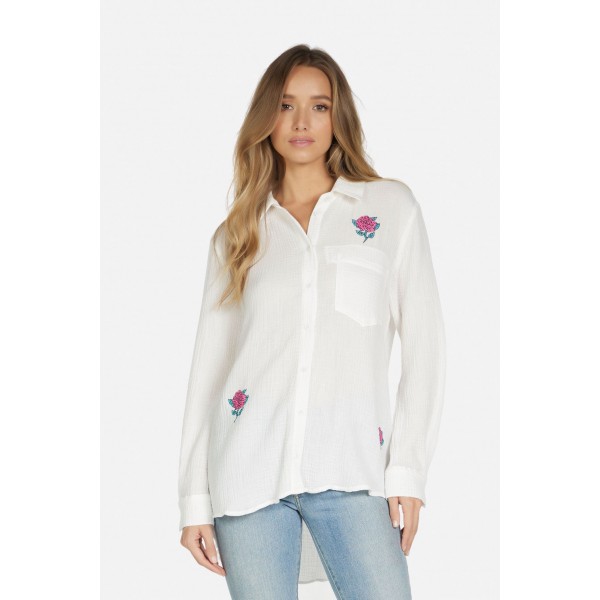 Dara Crystal Rose Button Down