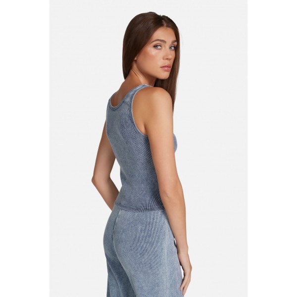 Rib Denim Wash Tank