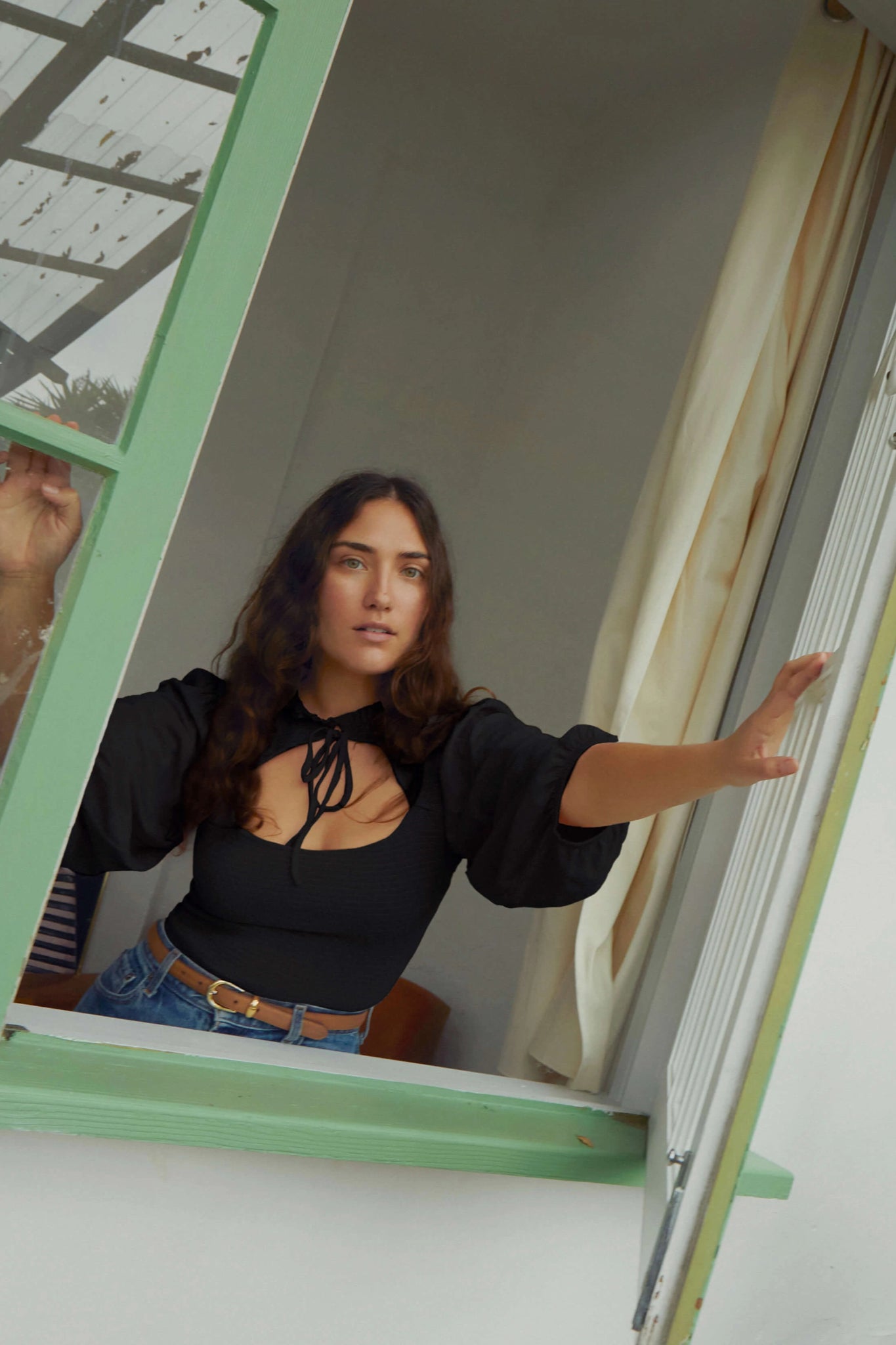 Abrielle Smocked Tie Top