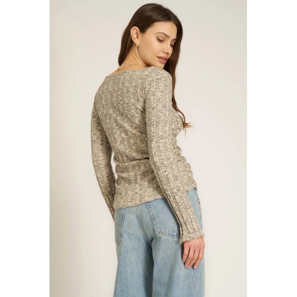 Sanna Boat Neck Sweater Rib Long Sleeve