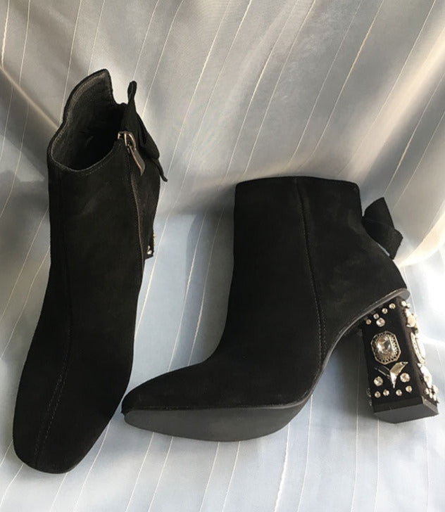 Yinna Crystal Suede Heels