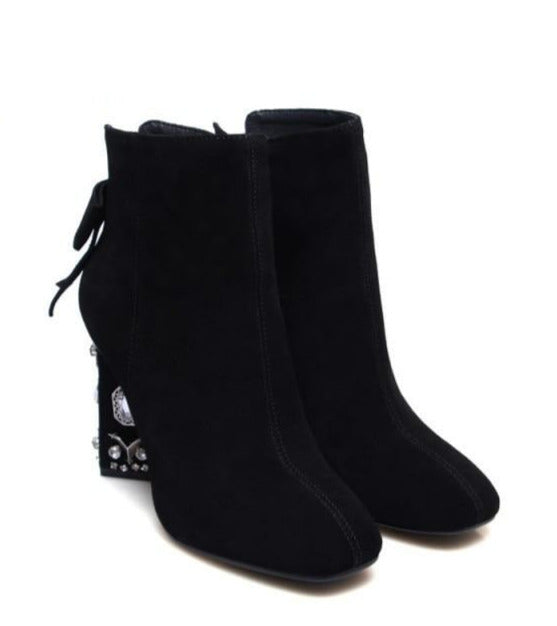 Yinna Crystal Suede Heels