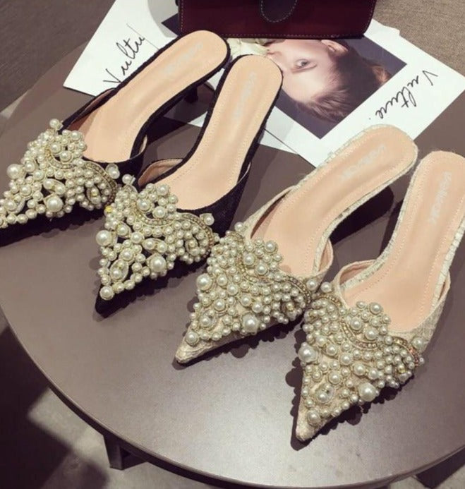 La Pearl Embellished Heels